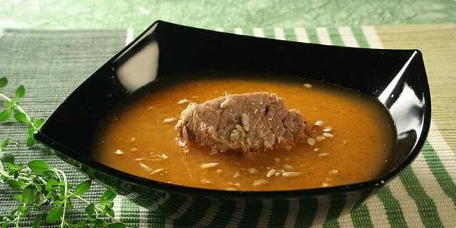 Cuban meat soup with seeds