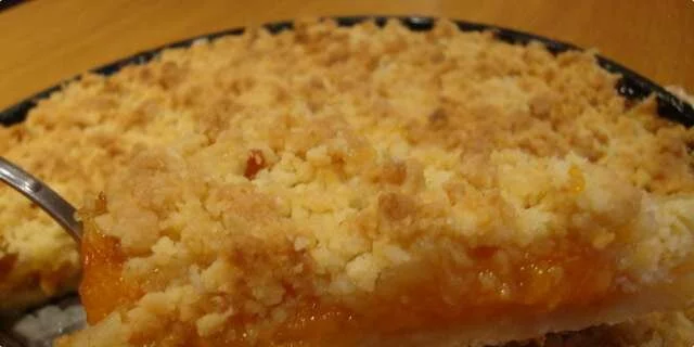 A crumbly cake with apricots