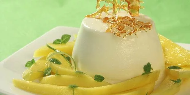 Exotic panna cotta with mango