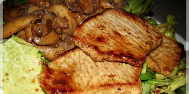 5-minute pork loin with mushrooms