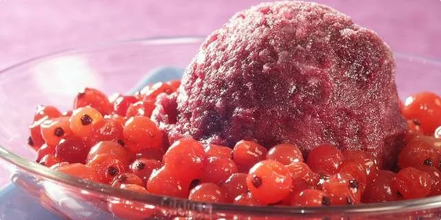 Sorbetto del vino rosso con l'uva passa