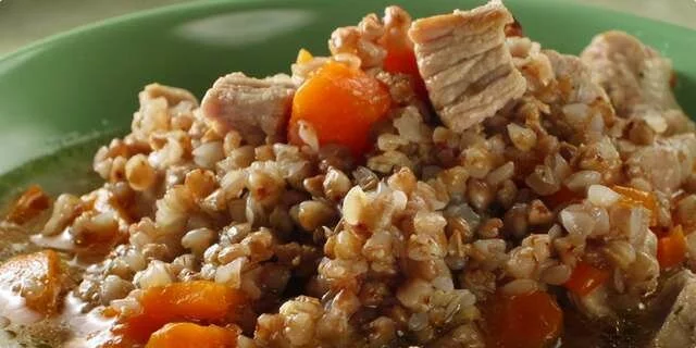 A hearty soup with buckwheat porridge and meat