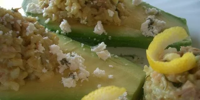 Aguacate / calabacín / relleno de risotto con manzanas