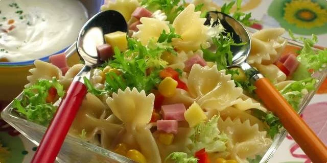 Colorful salad with pasta