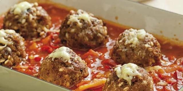 Baked meatballs in chewing gum